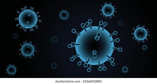 HMPV virus outbreak, virus floating in a cellular environment vector background