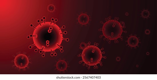 HMPV virus outbreak, virus floating in a cellular environment vector background