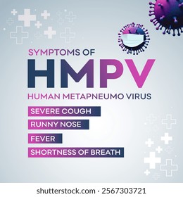 HMPV Virus Symptoms. Health, Illness, Flu,  Medical Awareness Social Media Post Vector