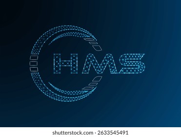 HMS low poly letter logo vector design. HMS lower poly logo design. 