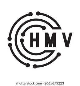 HMV diseño de la letra. Diseño del logotipo de la tecnología de la letra de HMV en un fondo blanco. HMV Monogram diseño de logotipo para un empresario y negocio.