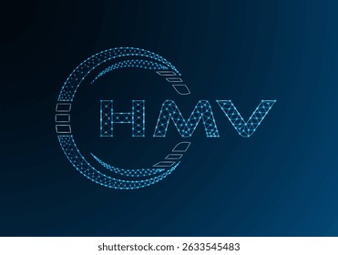 HMV low poly letter logo vector design. HMV lower poly logo design. 