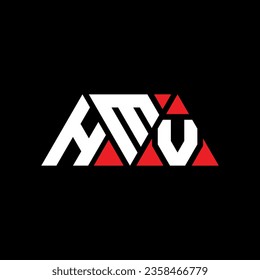 HMV triangle letter logo design with triangle shape. HMV triangle logo design monogram. HMV triangle vector logo template with red color. HMV triangular logo Simple, Elegant, and Luxurious design.