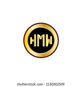 HMW Three letter logo design with gold color circle