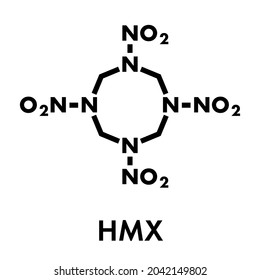 HMX (octogen) Explosive Molecule. Skeletal Formula.