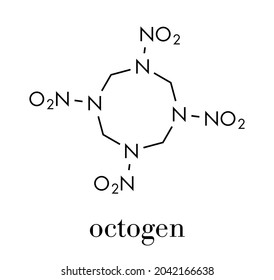 HMX (octogen) Explosive Molecule. Skeletal Formula.