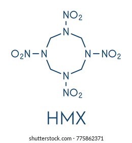 HMX (octogen) Explosive Molecule. Skeletal Formula.