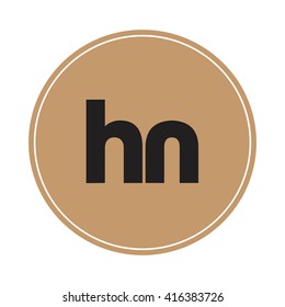 hn brown letters ,abstract background logo, design identity in circle, alphabet letter