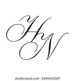 HN Calligraphy Monogram Initial Letters Logo