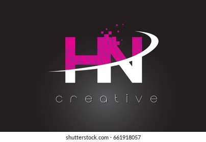 HN H N Creative Letters Design. White Pink Letter Vector Illustration.