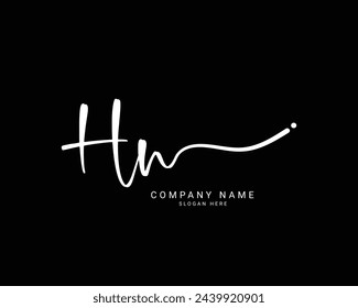 hn h n initial letter handwriting and signature logo
