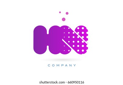 hn h n pink dots dotted letter logo alphabet creative company vector icon design template