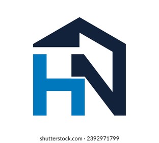 HN Home construction, real estate, building, property logo, HN house logo, HN letter logo Vector Template, HN initial vector monogram letter logo