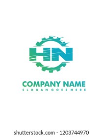 HN Initial with gear template vector