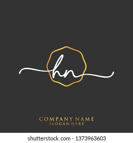HN Initial handwriting logo template