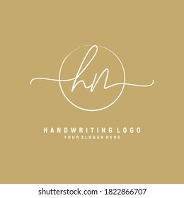 HN Initial handwriting logo template vector