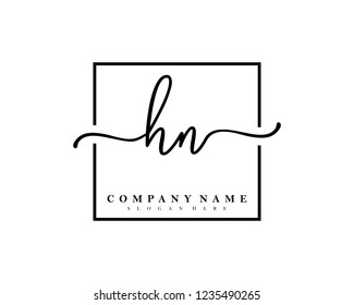 HN Initial handwriting square minimalist logo vector