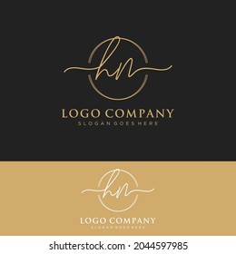 HN Initial letters, handwriting signature logo.