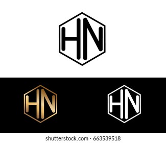 HN initial letters linked with hexagon shape logo

