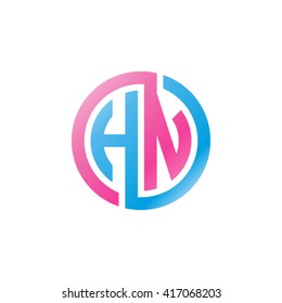 HN initial letters looping linked circle logo blue pink