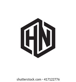 HN initial letters looping linked hexagon monogram logo