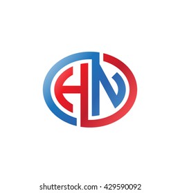 HN initial letters looping linked ellipse logo red blue