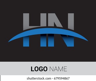 HN initial logo company name colored grey and blue swoosh design.