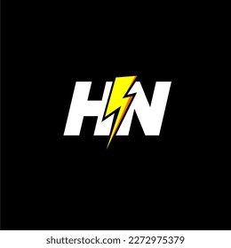 HN initial monogram logo for gaming with Gemoteric line thunder shape style design on isolated background