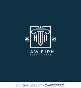 HN initial monogram logo for lawfirm with pillar design in creative square