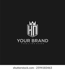 HN initial monogram shield and crown vector image