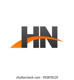 HN initial overlapping swoosh letter logo black orange