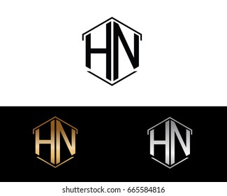 HN letters linked with hexagon shape logo

