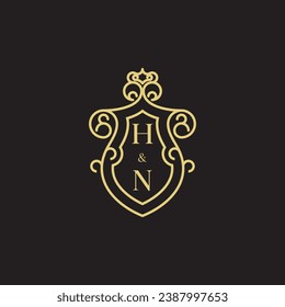 HN line vintage initial logo in high quality professional design that will print well across any print media