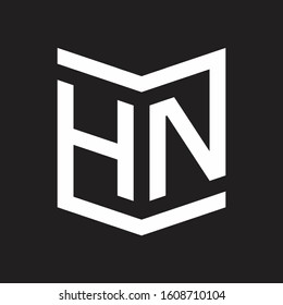 HN Logo Emblem Monogram With Shield Style Design Template Isolated On Black Background
