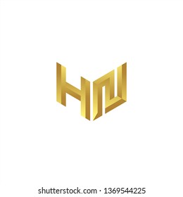 HN Logo letter initial 3d designs templete with gold colors