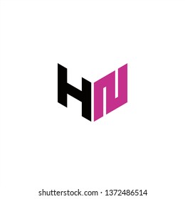 HN Logo Letter Initial With Black and Dark Pink Colors