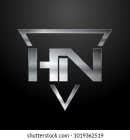 HN Logo, Metal Logo, Silver Logo, Monogram, Polygon
