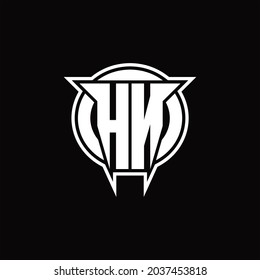 HN Logo monogram with circle rounded shape design template on black background