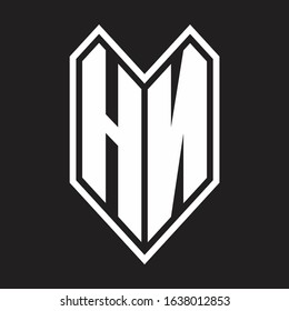HN Logo monogram with emblem line style isolated on black background