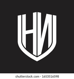 HN Logo monogram with emblem shield design isolated on black background