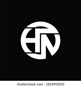HN Logo monogram with rounded line swipe design template on black background