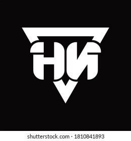 HN Logo monogram with triangle shape rounded design template on black background