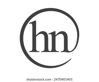 HN logo from two letter with circle shape email sign style. H and N round logotype of business company for brand identity.
