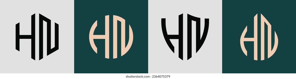 HN modern initial letter logo design vector bundle. It will be suitable for which company or brand name start those initial.