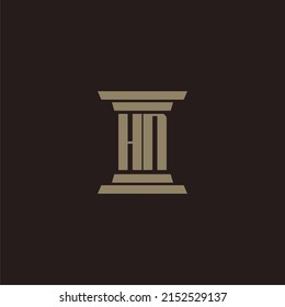 Logotipo inicial del monograma HN para la firma de abogados con diseño de hitos