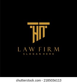 Logotipo inicial del monograma HN para la firma de abogados con diseño de hitos