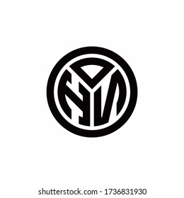 HN monogram logo with circle outline design template isolated on white background
