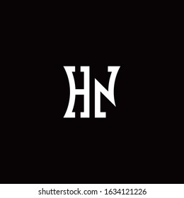 HN monogram logo with curved side style design template