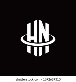 HN monogram logo in a hexagon style and surrounded by a ring