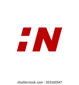 HN negative space letter logo red